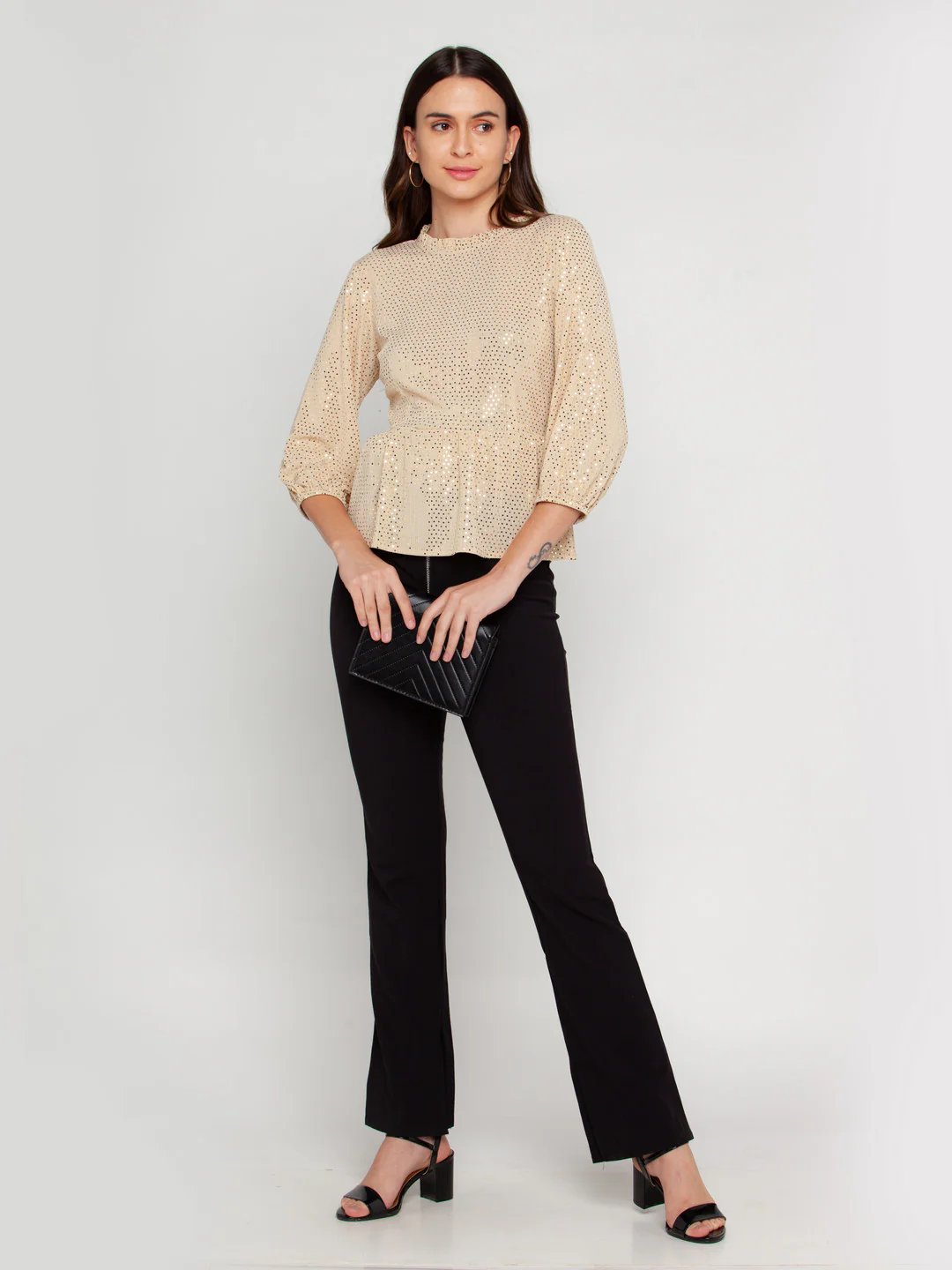 Beige Embellished Puff Sleeve Top - Image 5