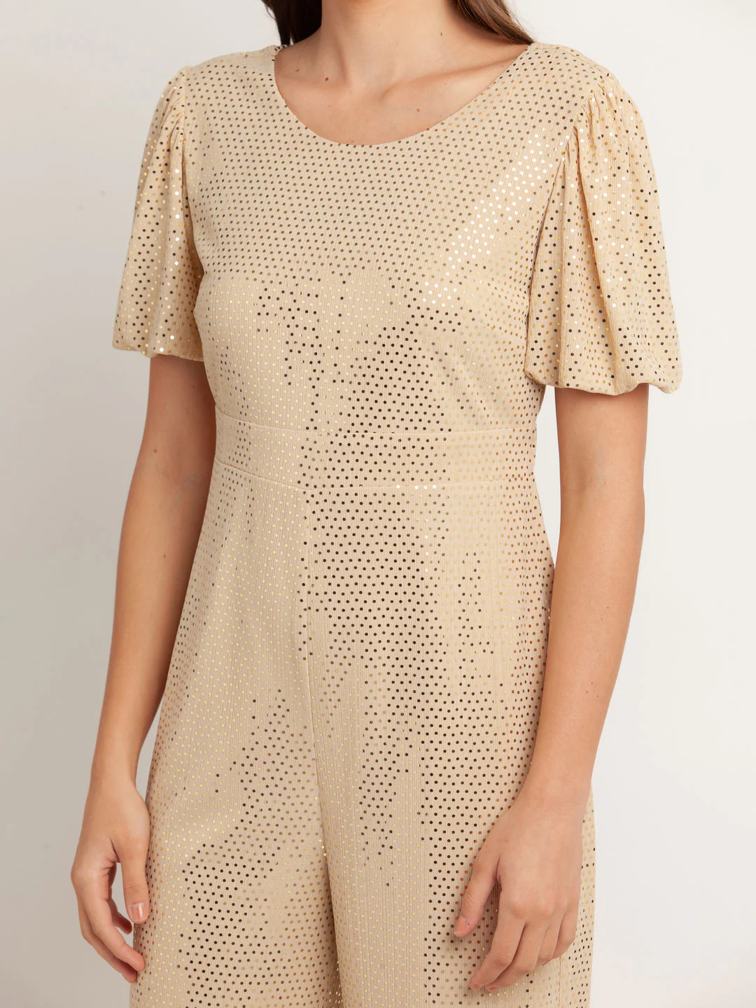 Beige Embellished Tie-Up Jumpsuit - Image 6