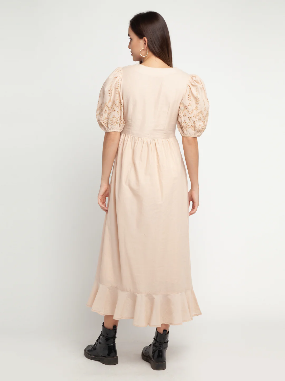 Beige Embroidered Shirt Dress Maxi Dress - Image 5