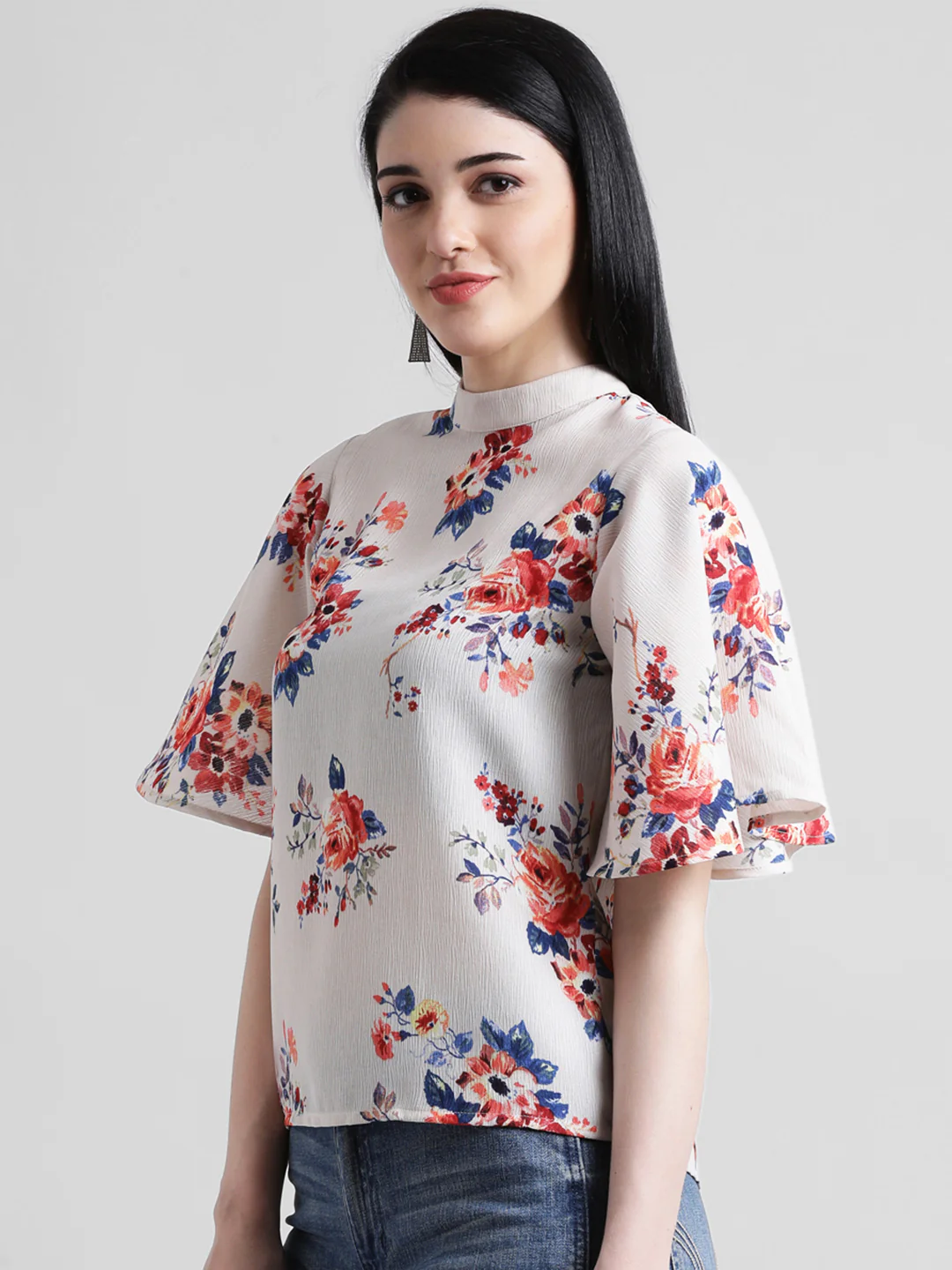 Beige Floral Printed Regular Top - Image 2