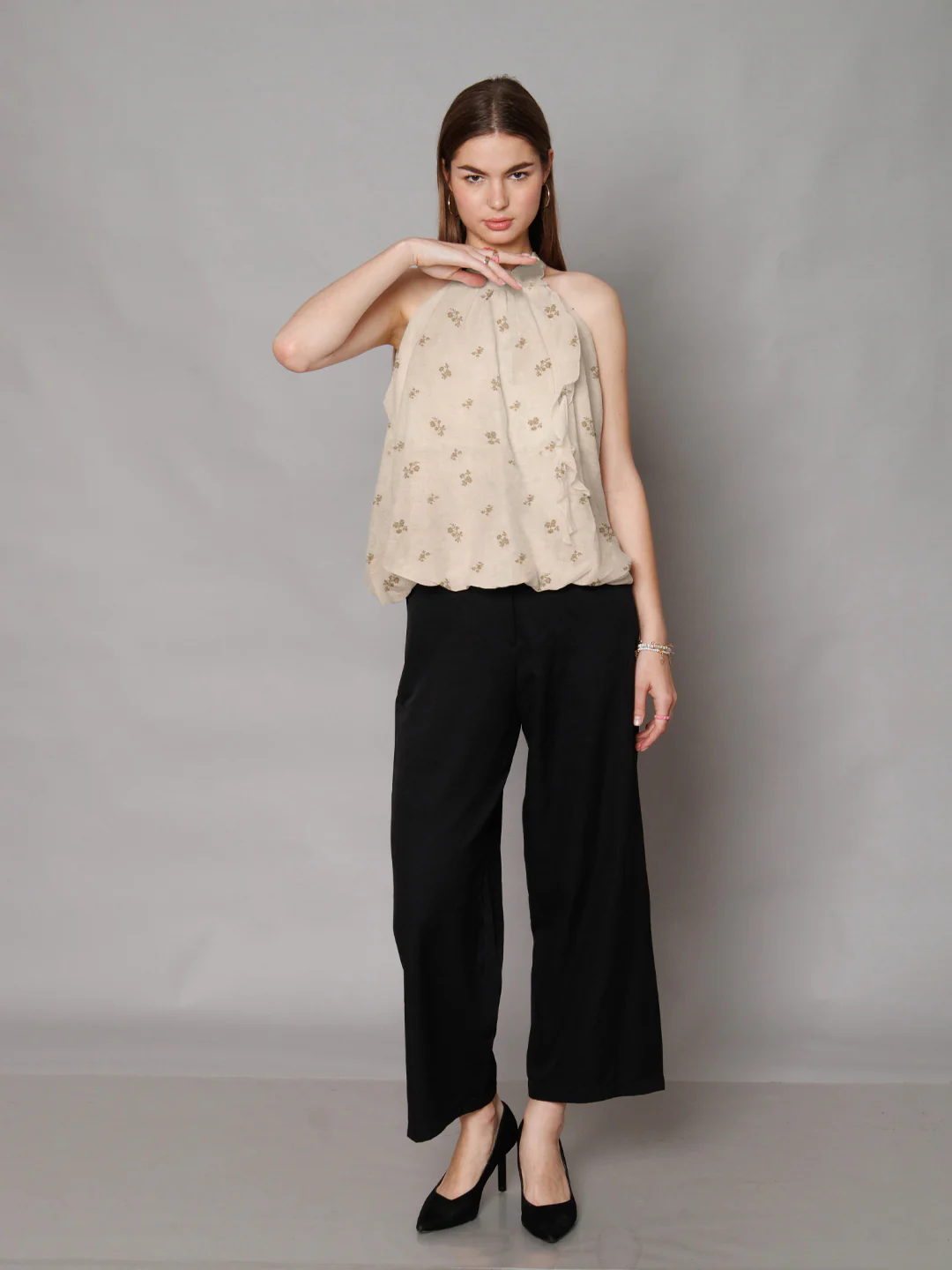 Beige Floral Relaxed Fit Top - Image 5