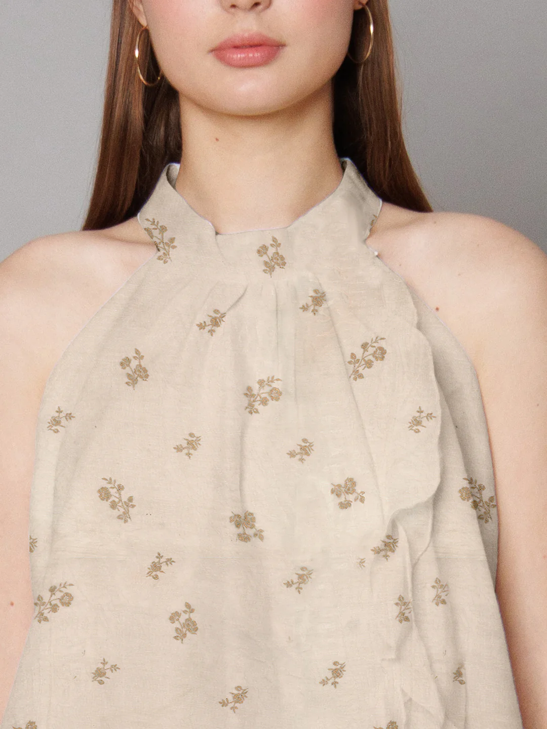 Beige Floral Relaxed Fit Top - Image 6