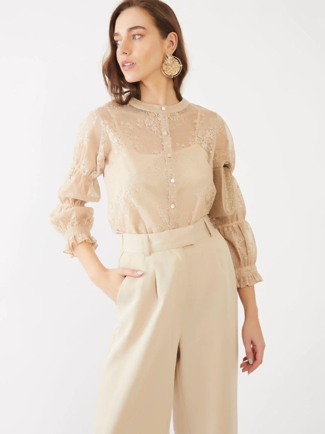 Beige Lace Straight Top - Image 2