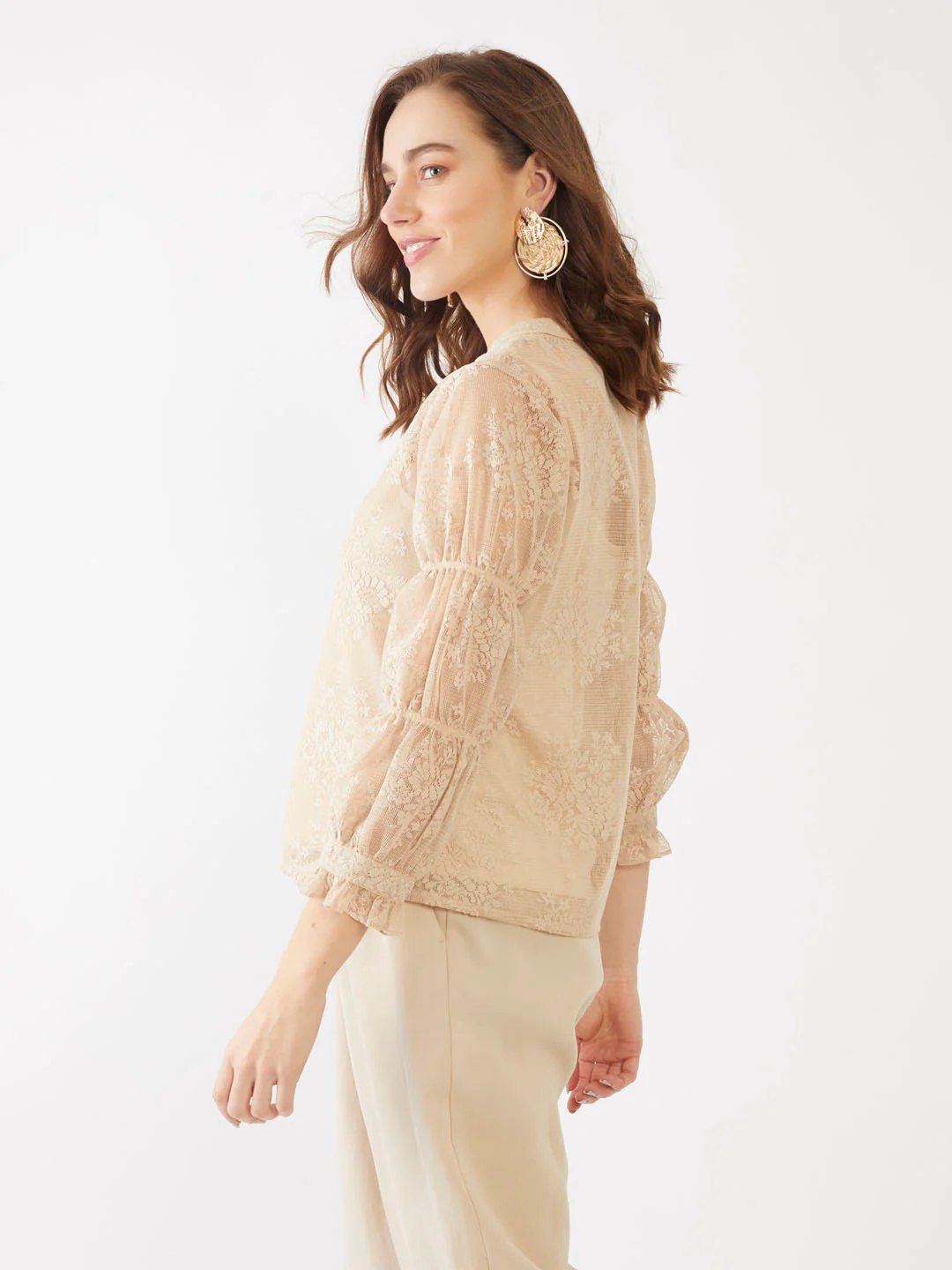 Beige Lace Straight Top - Image 3