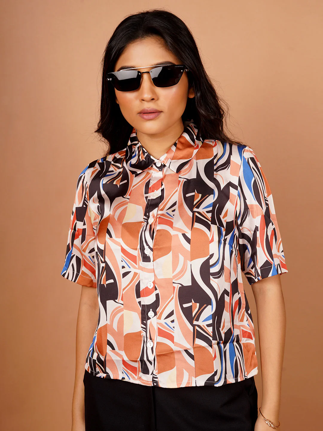 Beige Printed Basic Shirt - Image 2