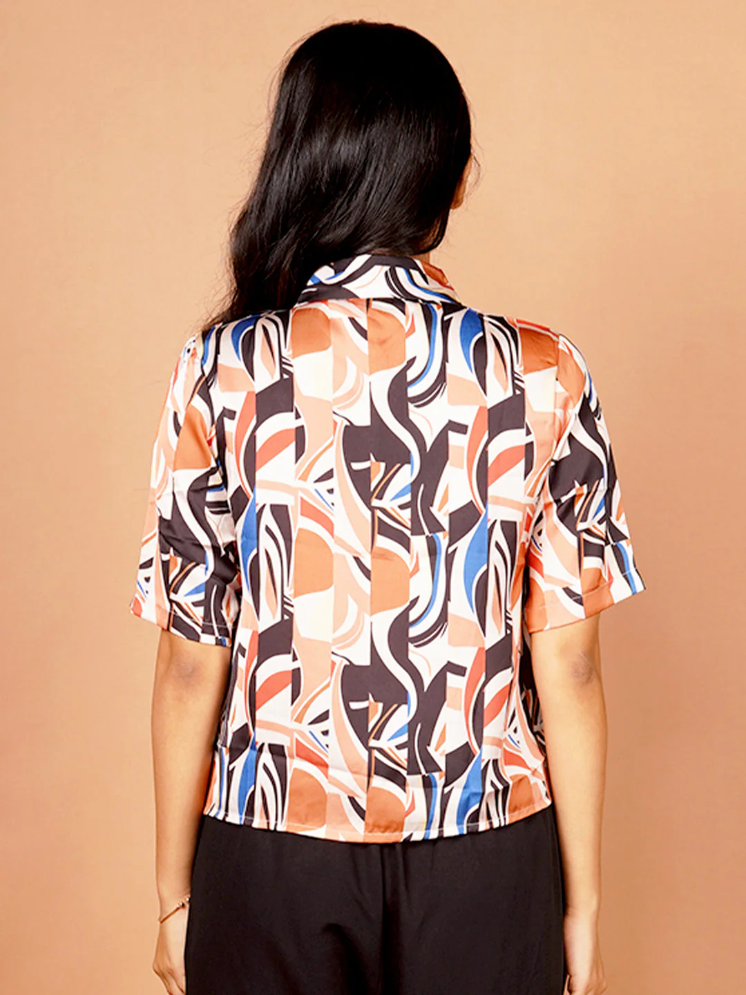 Beige Printed Basic Shirt - Image 4