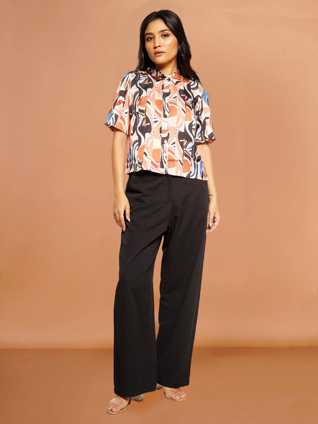 Beige Printed Basic Shirt - Image 5