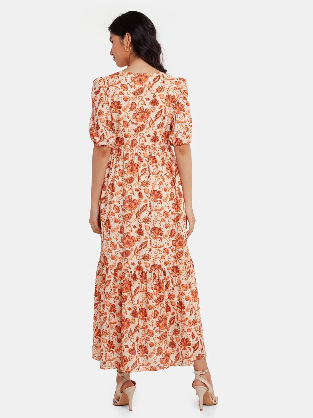 Beige Printed Empire Maxi Dress - Image 6