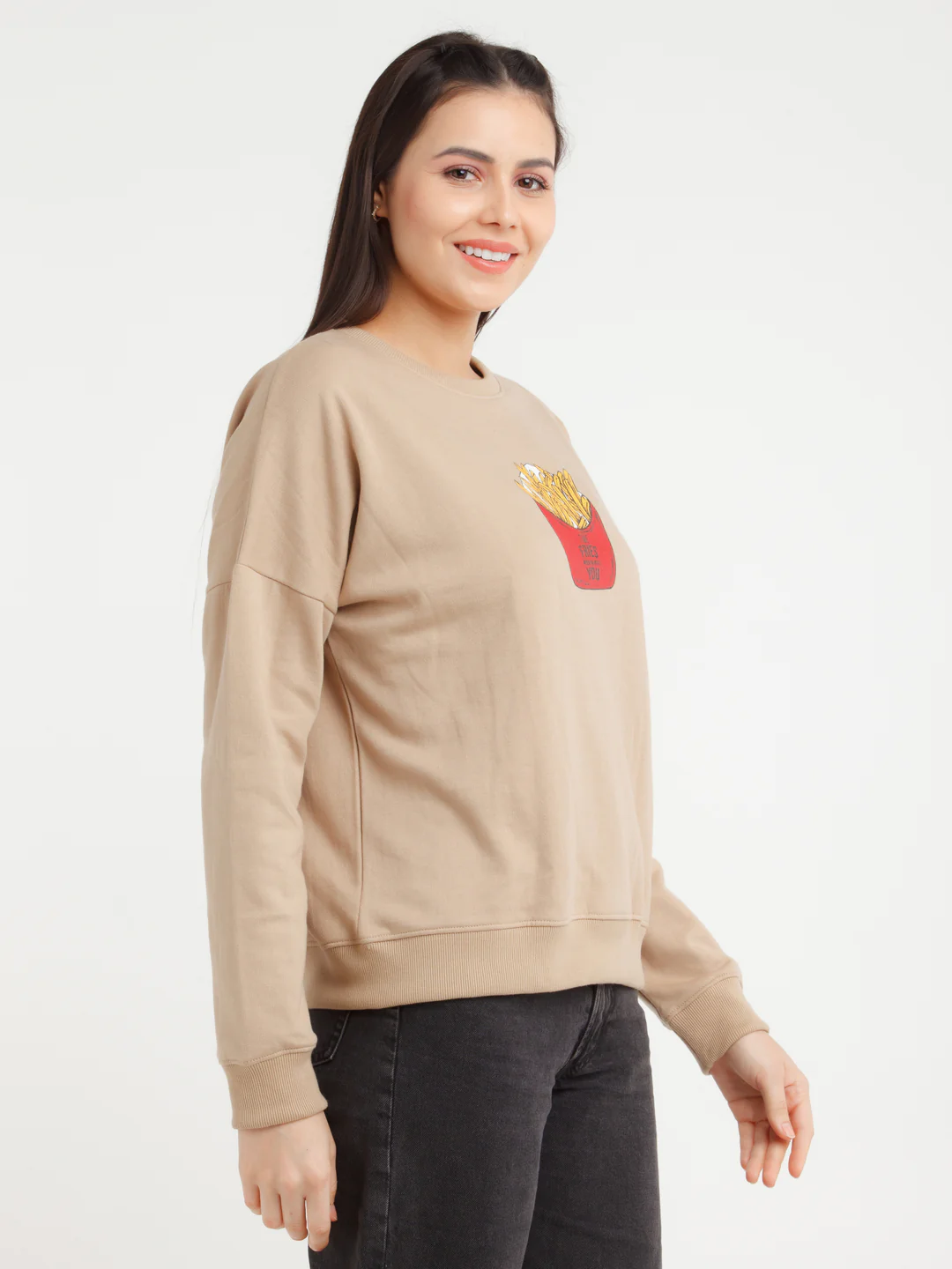 Beige Printed Sweatshirt - Image 3