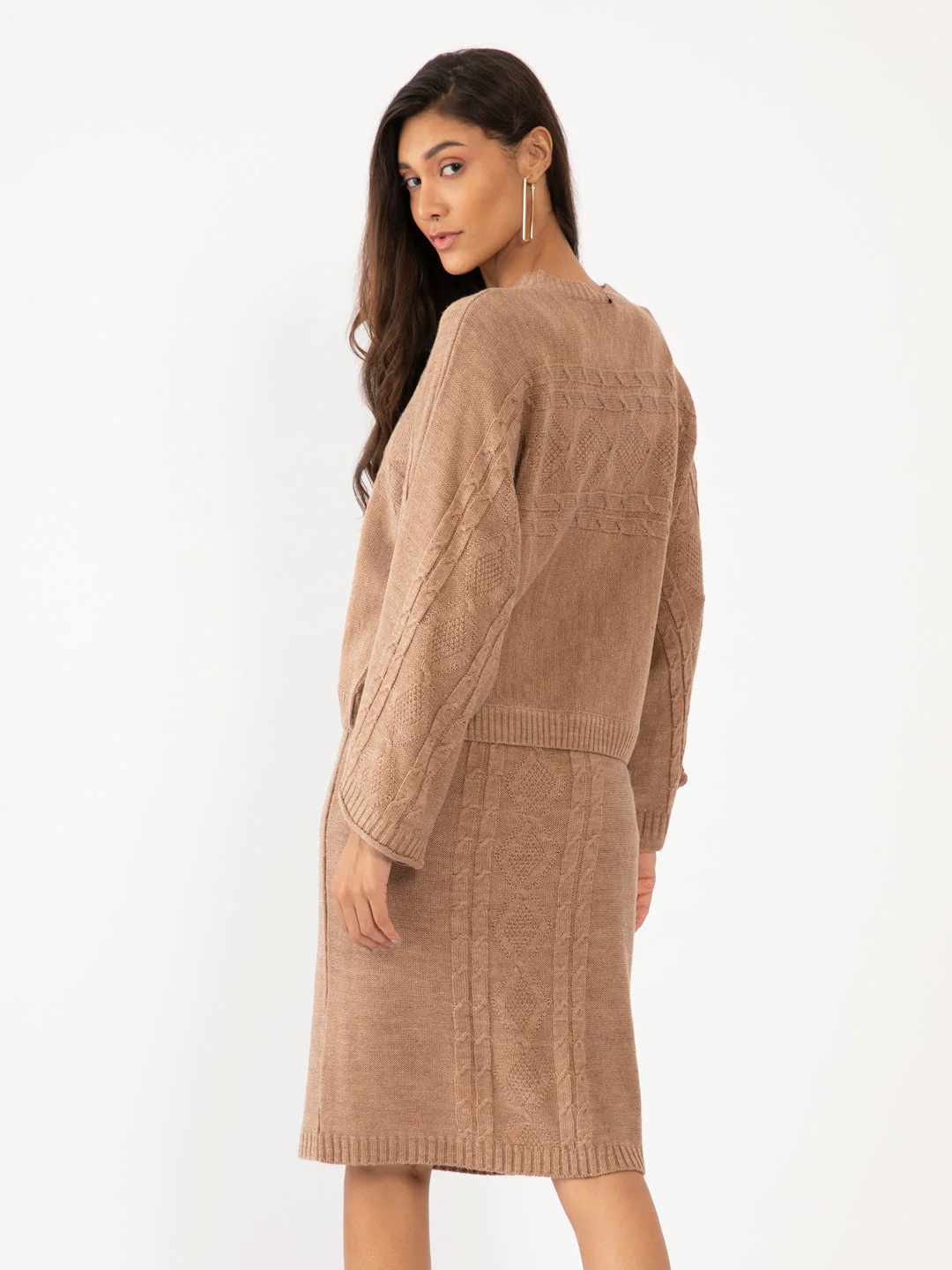 Beige Solid Oversized Midi dress - Image 4