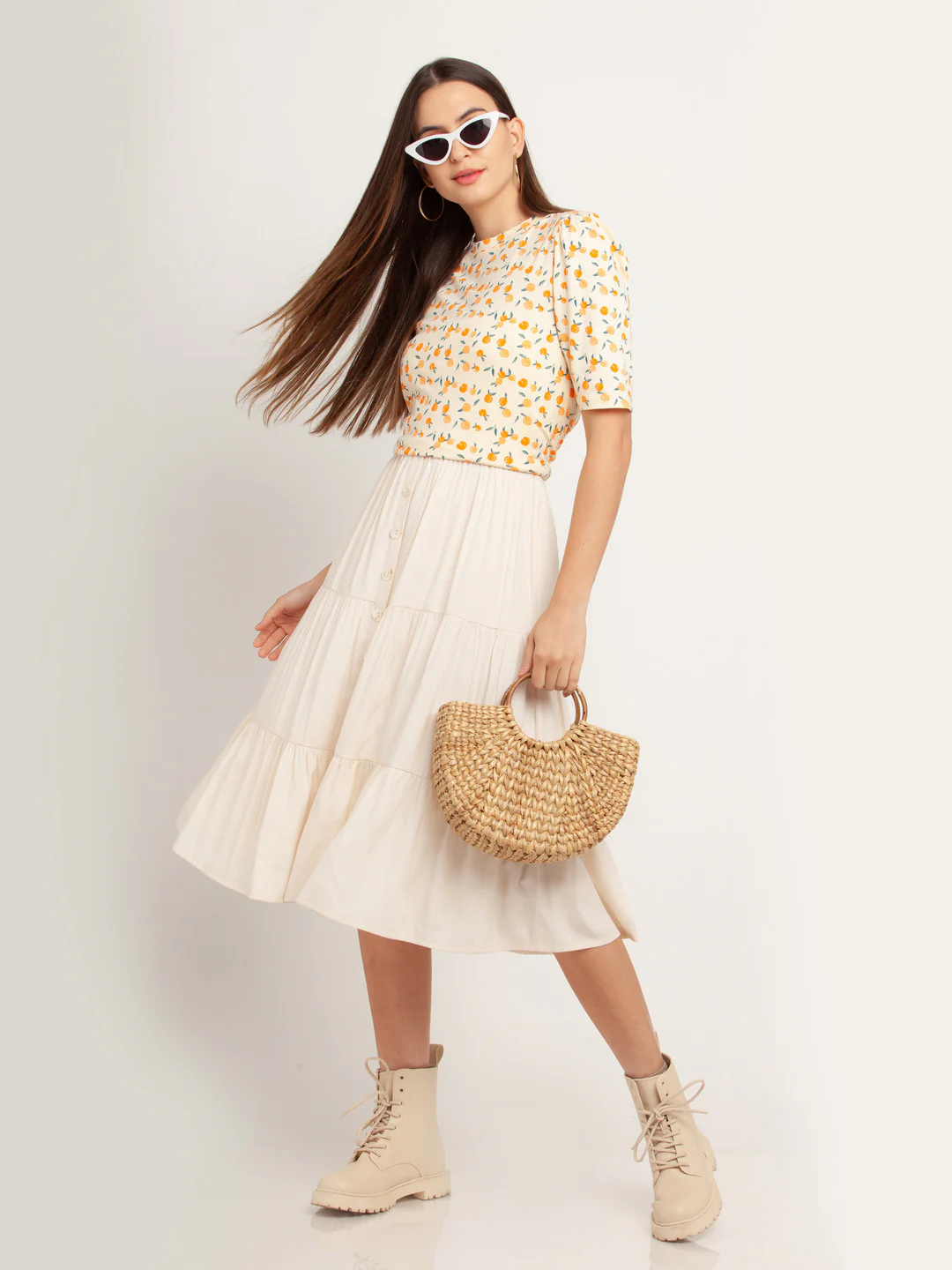 Beige Solid Short Sleeves Top - Image 5