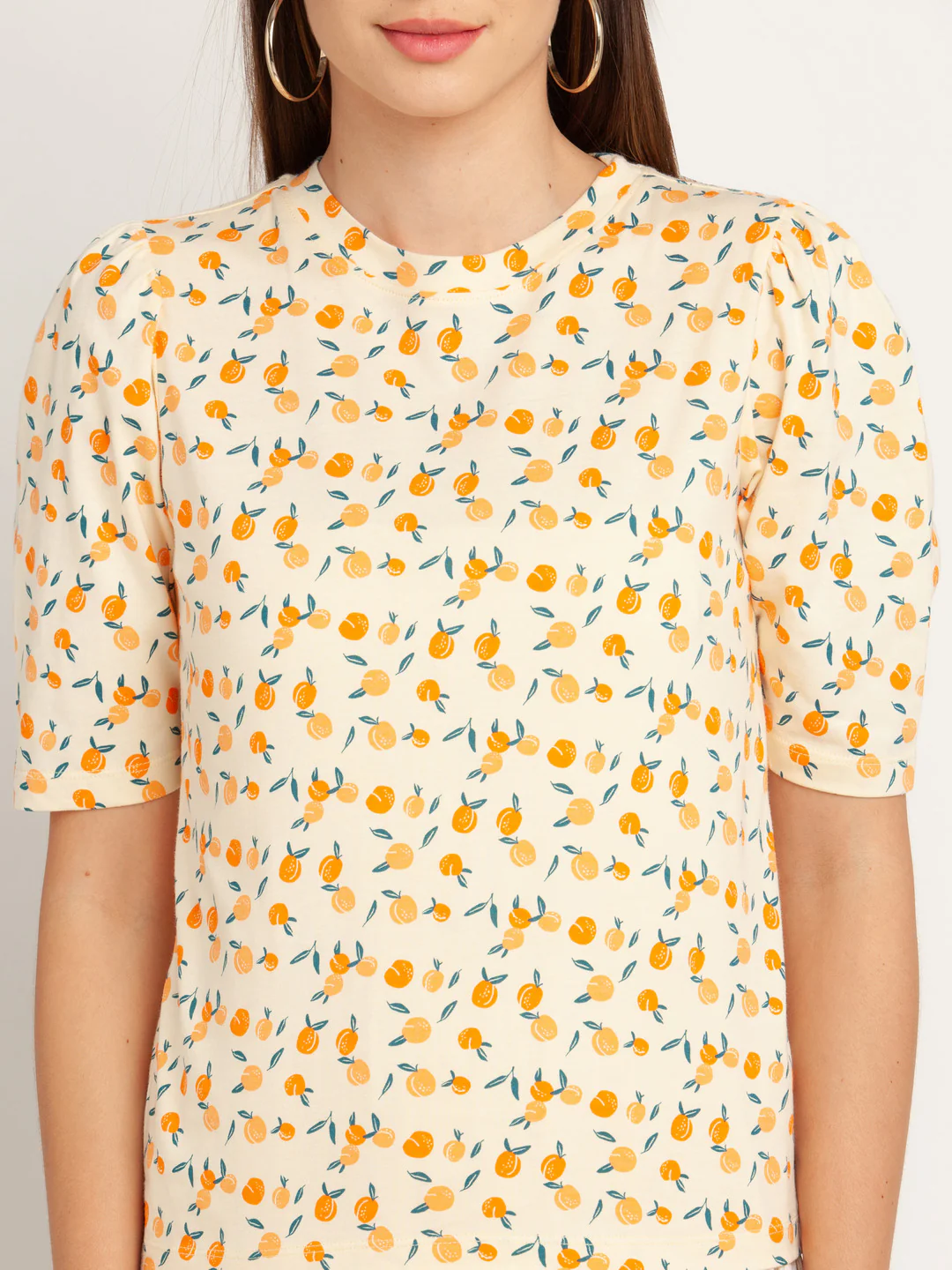 Beige Solid Short Sleeves Top - Image 6