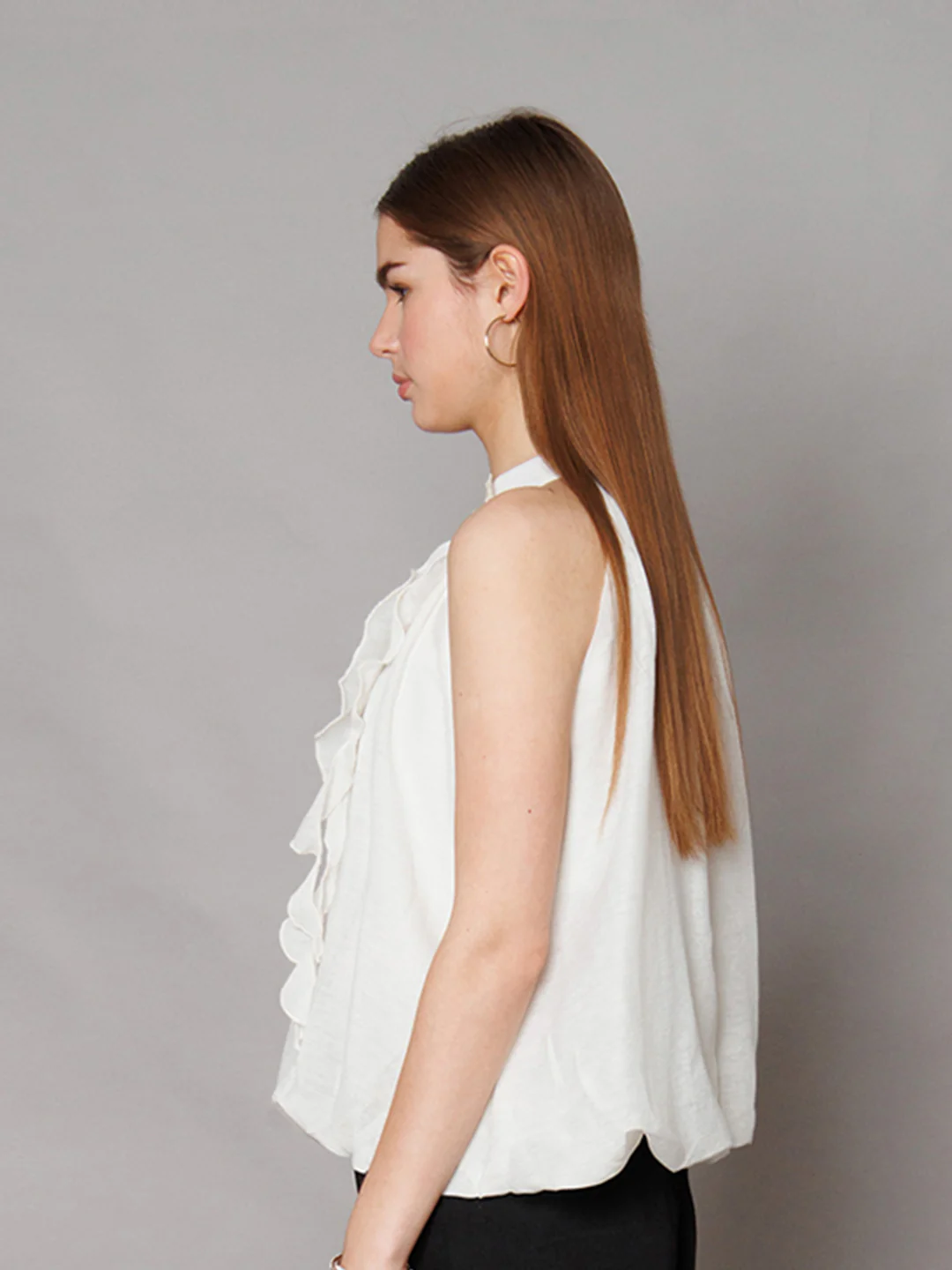 Beige Solid Straight Fit Crop Top - Image 4