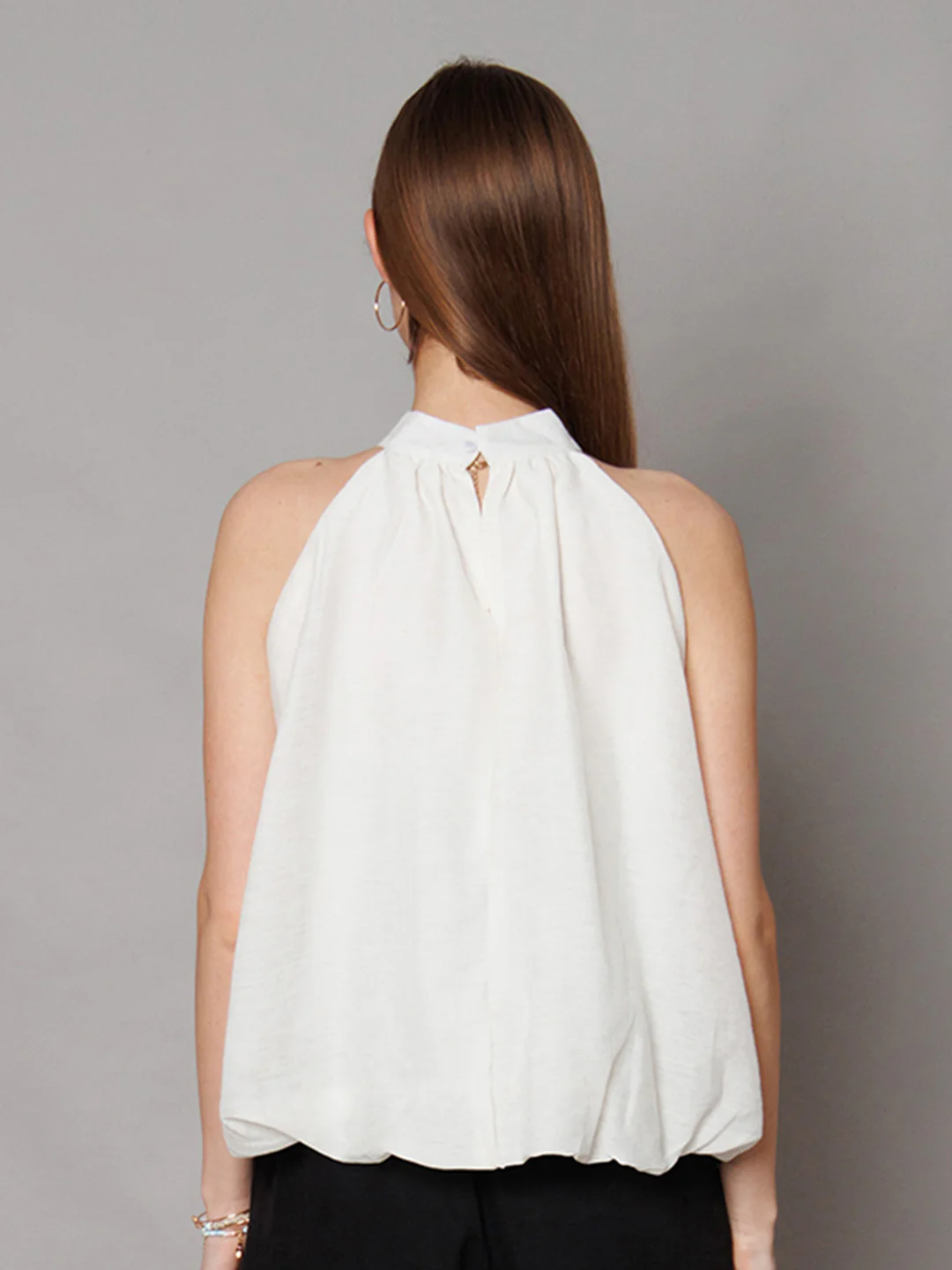 Beige Solid Straight Fit Crop Top - Image 5