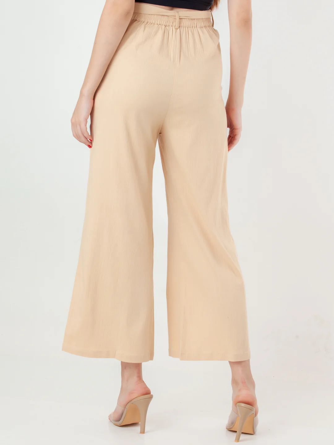 Beige Solid Straight Trouser - Image 4