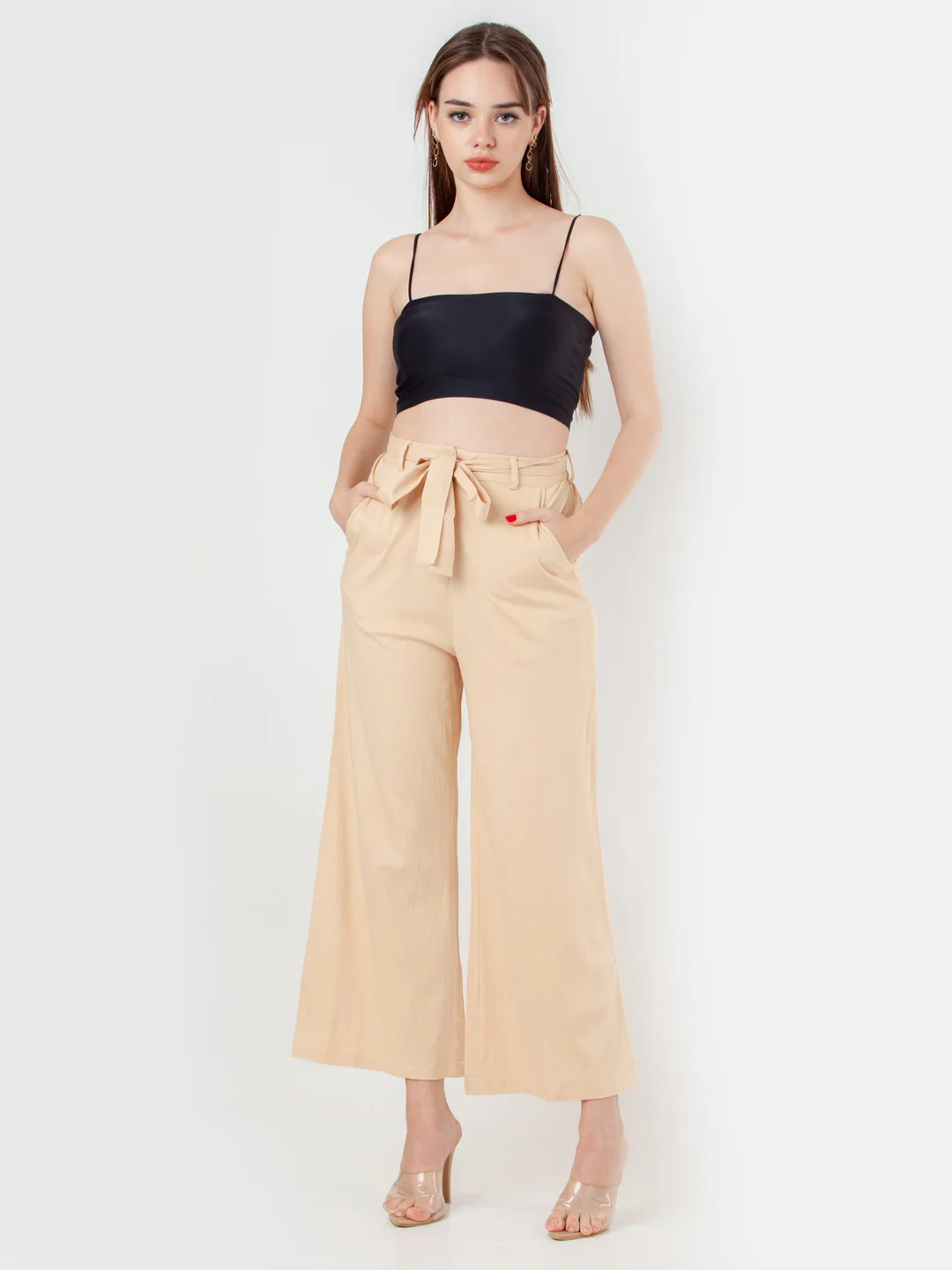 Beige Solid Straight Trouser - Image 5