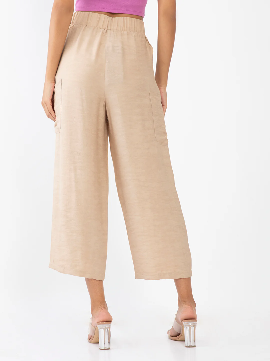 Beige Solid Trouser - Image 4