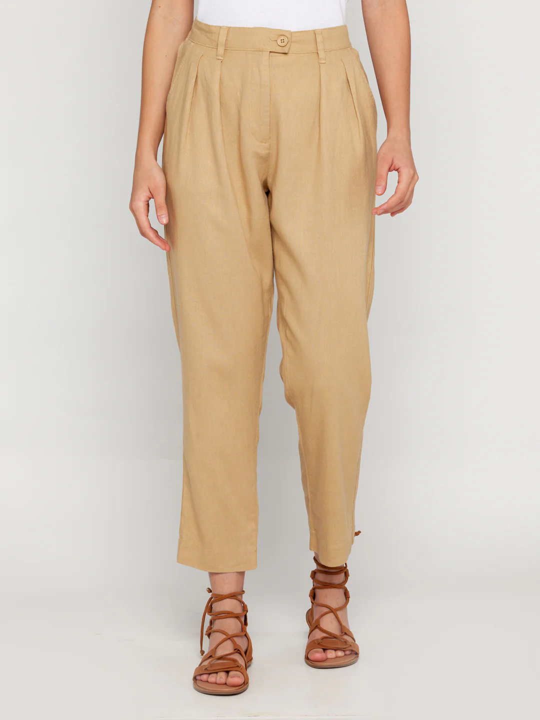 Beige Solid Trouser - Image 2