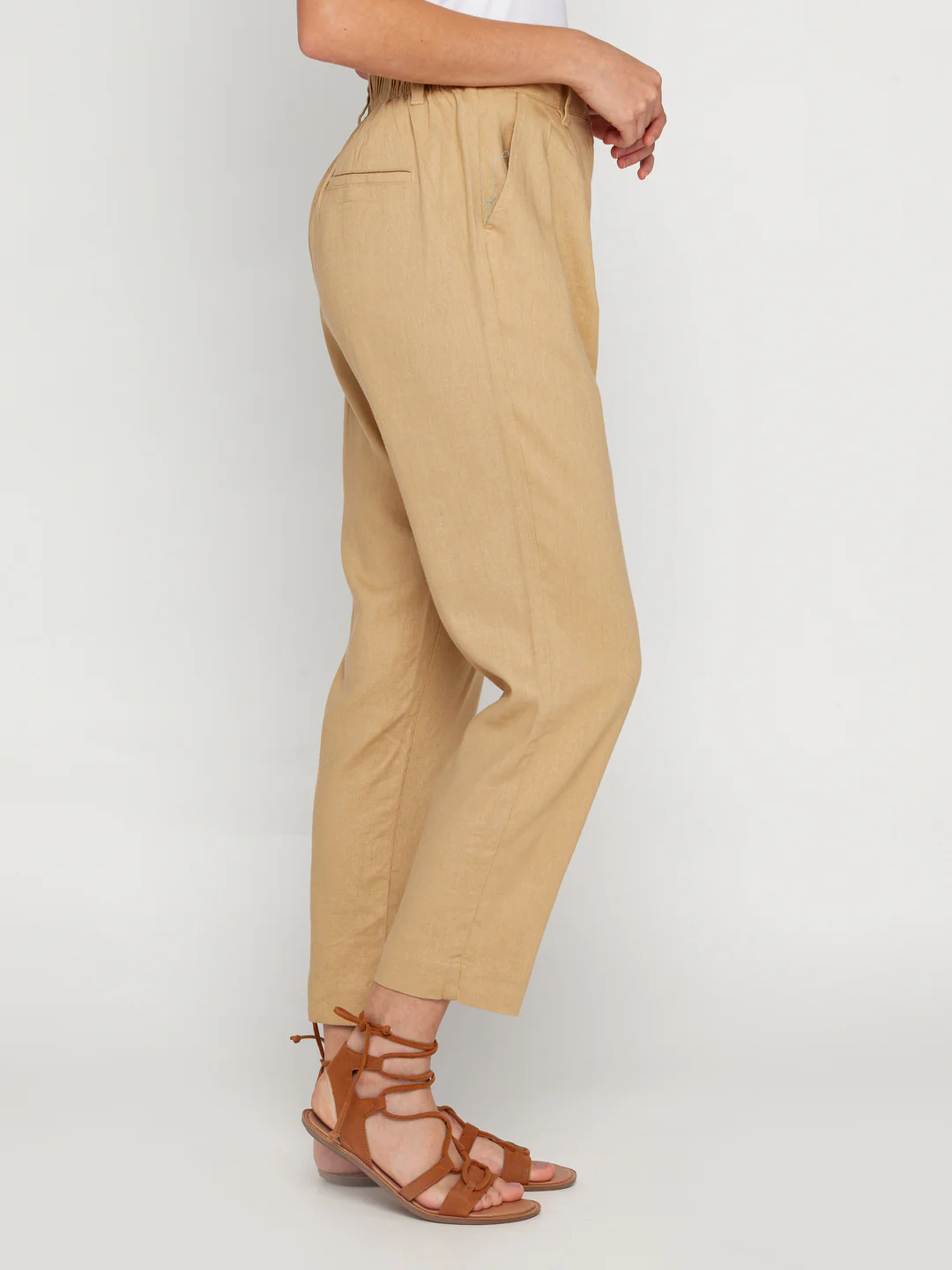 Beige Solid Trouser - Image 4