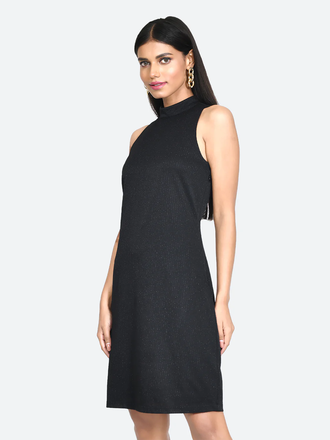 Black Embellished Bodycon Short Dress - Image 3