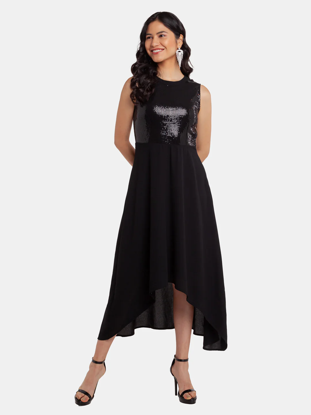 Black Embellished Regular Midi Dress - Image 2