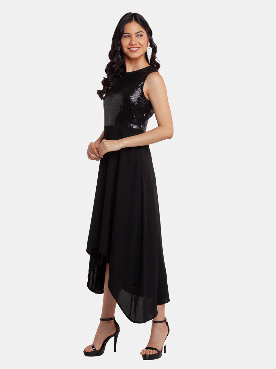 Black Embellished Regular Midi Dress - Image 3