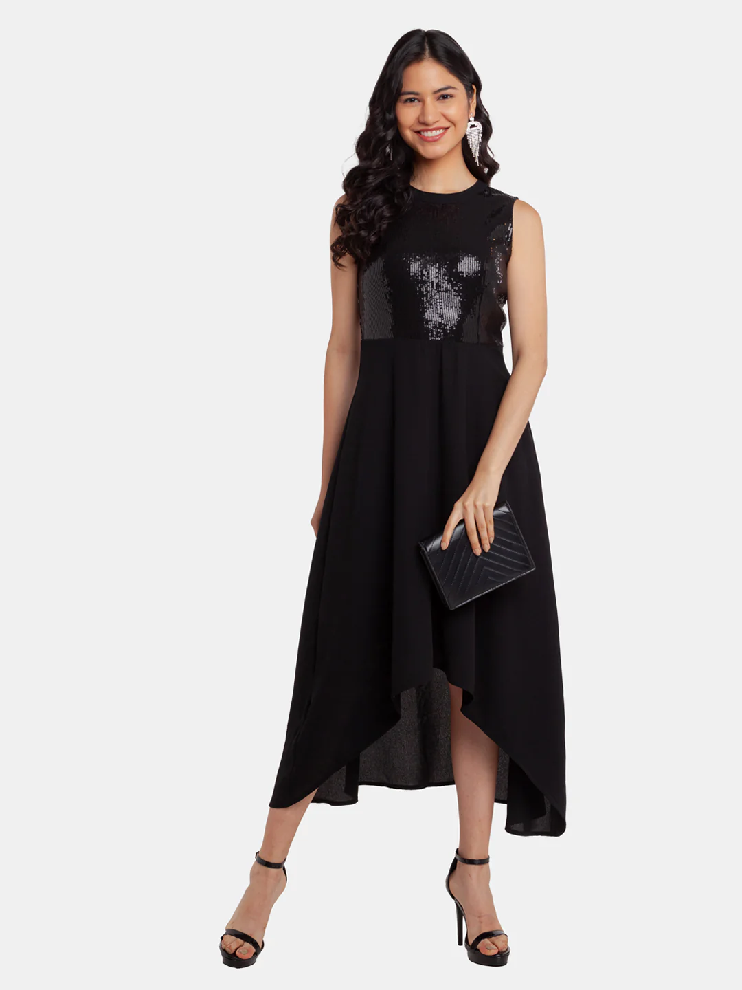 Black Embellished Regular Midi Dress - Image 5