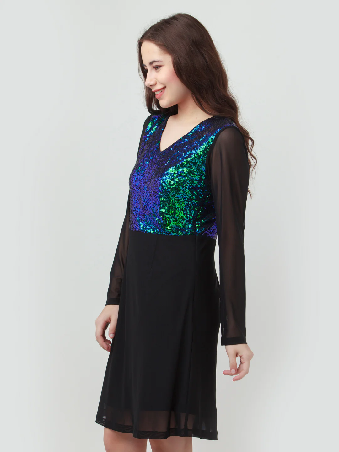 Black Embellished Short Dress - Image 3