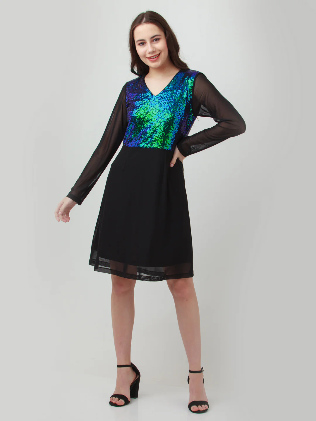 Black Embellished Short Dress - Image 5