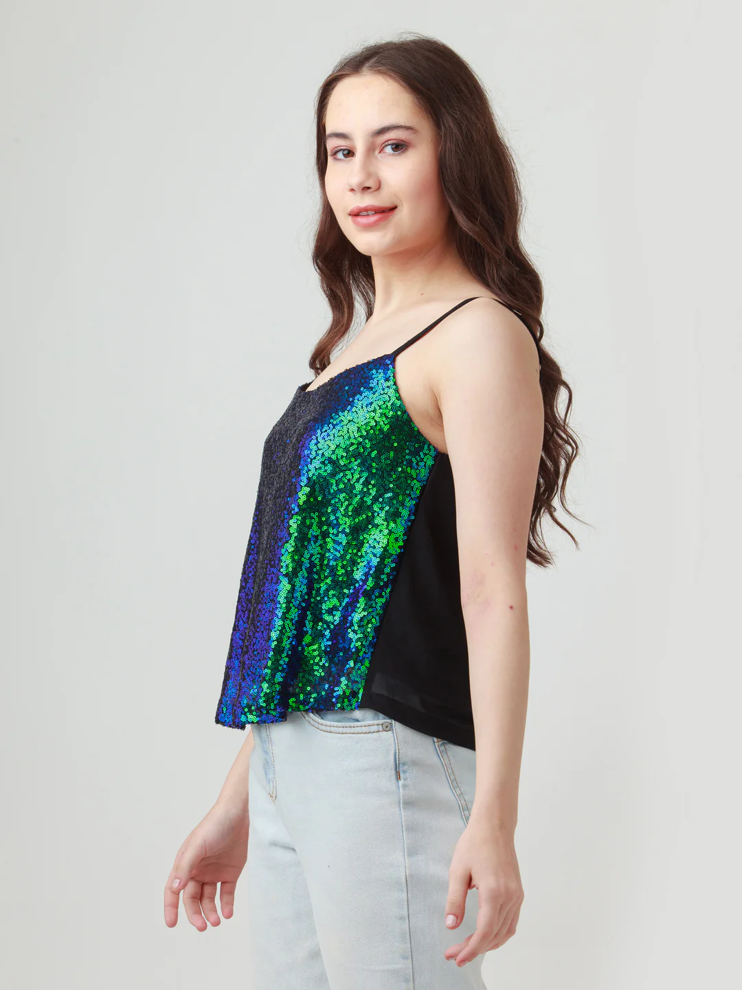 Black Embellished Strappy Top - Image 3