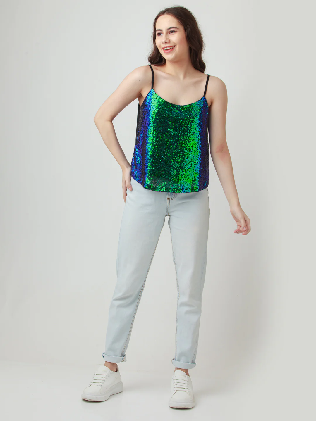 Black Embellished Strappy Top - Image 5