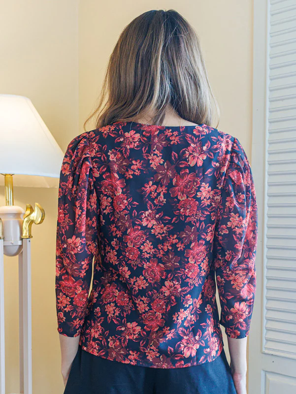 Black Floral Printed Basic Top - Image 4