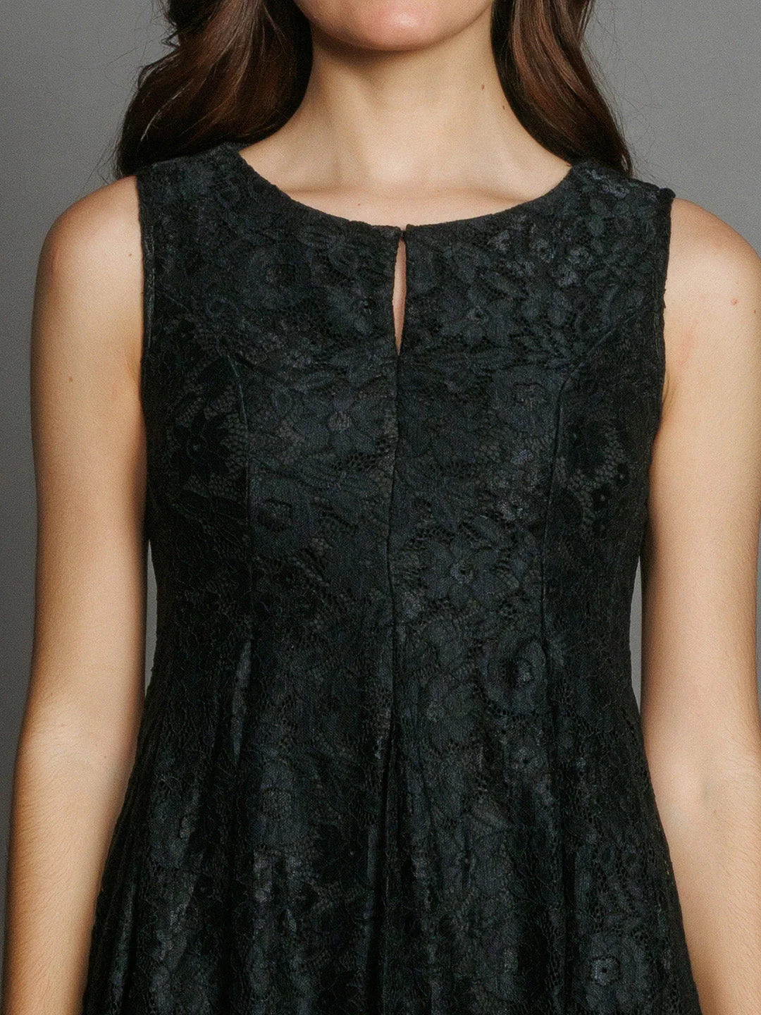 Black Lace Flared Short Dress - Image 6