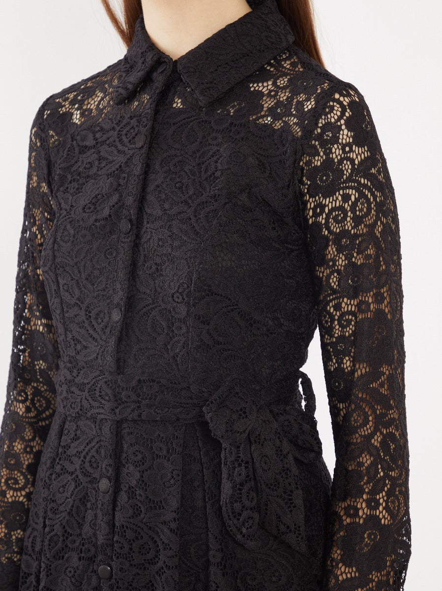 Black Lace Shirt Dress - Image 6