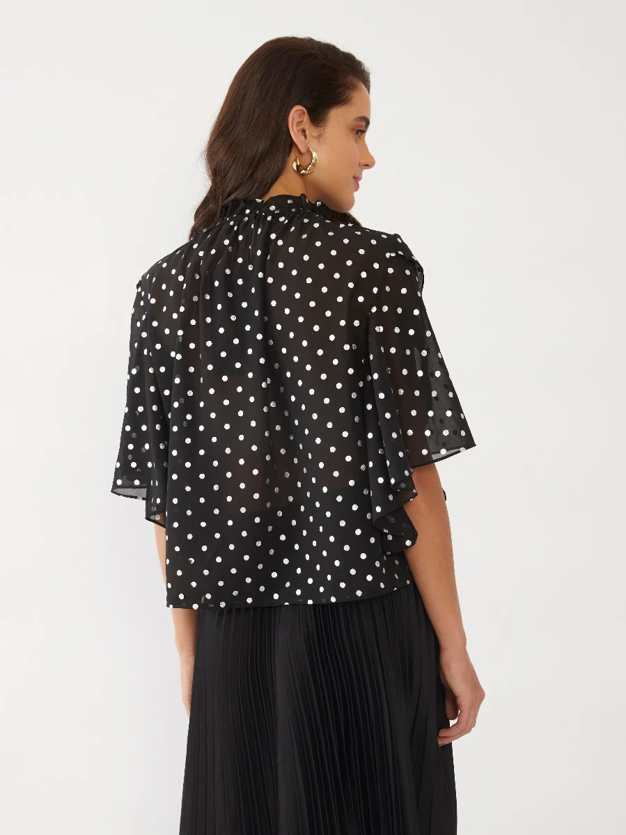 Black Polka Gathered Top - Image 4