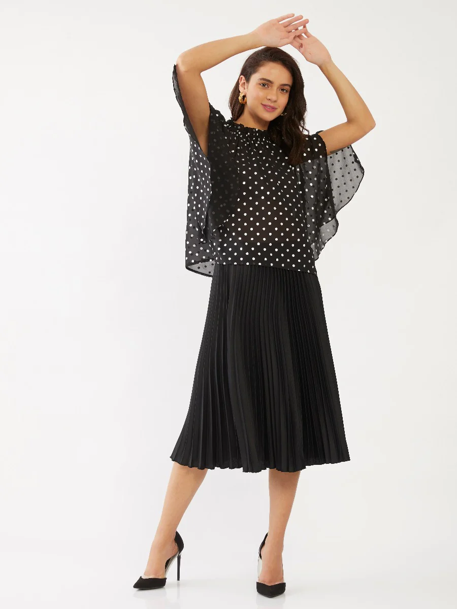 Black Polka Gathered Top - Image 5