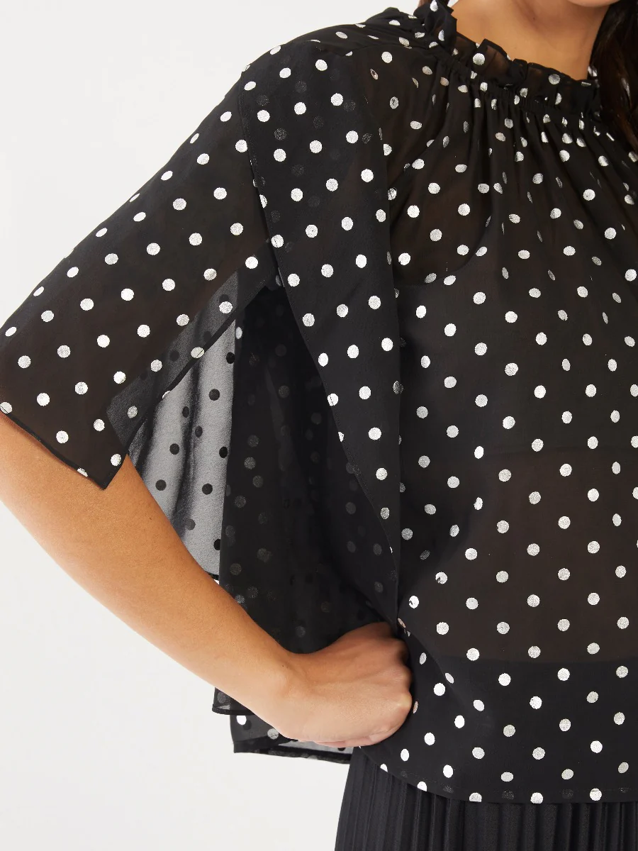 Black Polka Gathered Top - Image 6