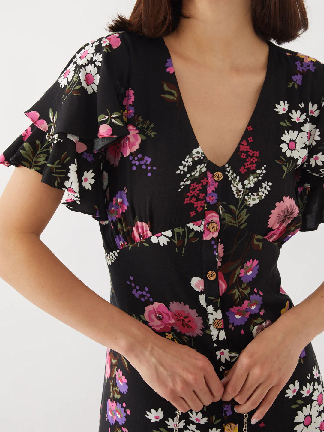 Black Printed Flared Sleeve Maxi - Image 5