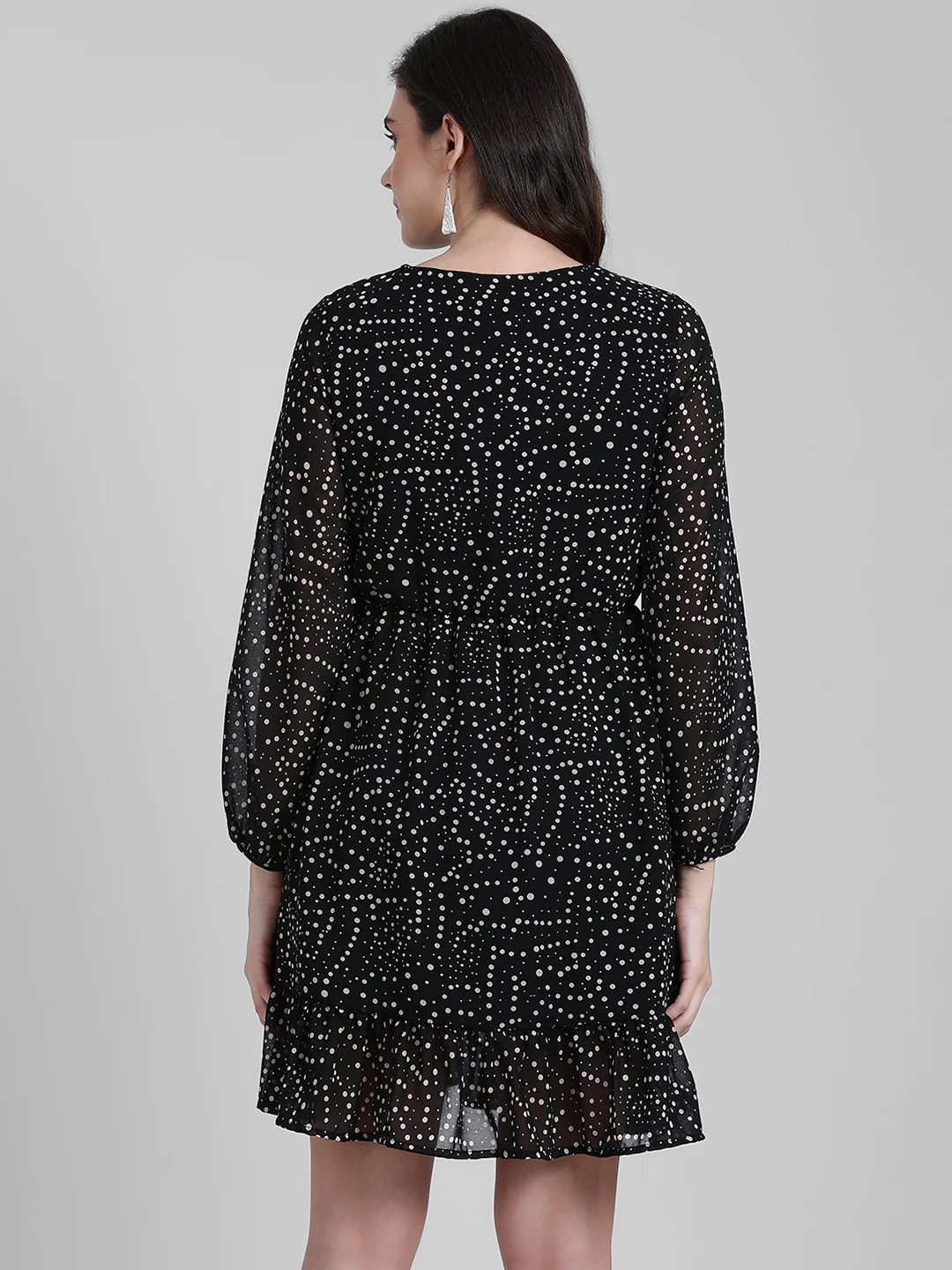 Black Polka Tiered Short Dress - Image 4