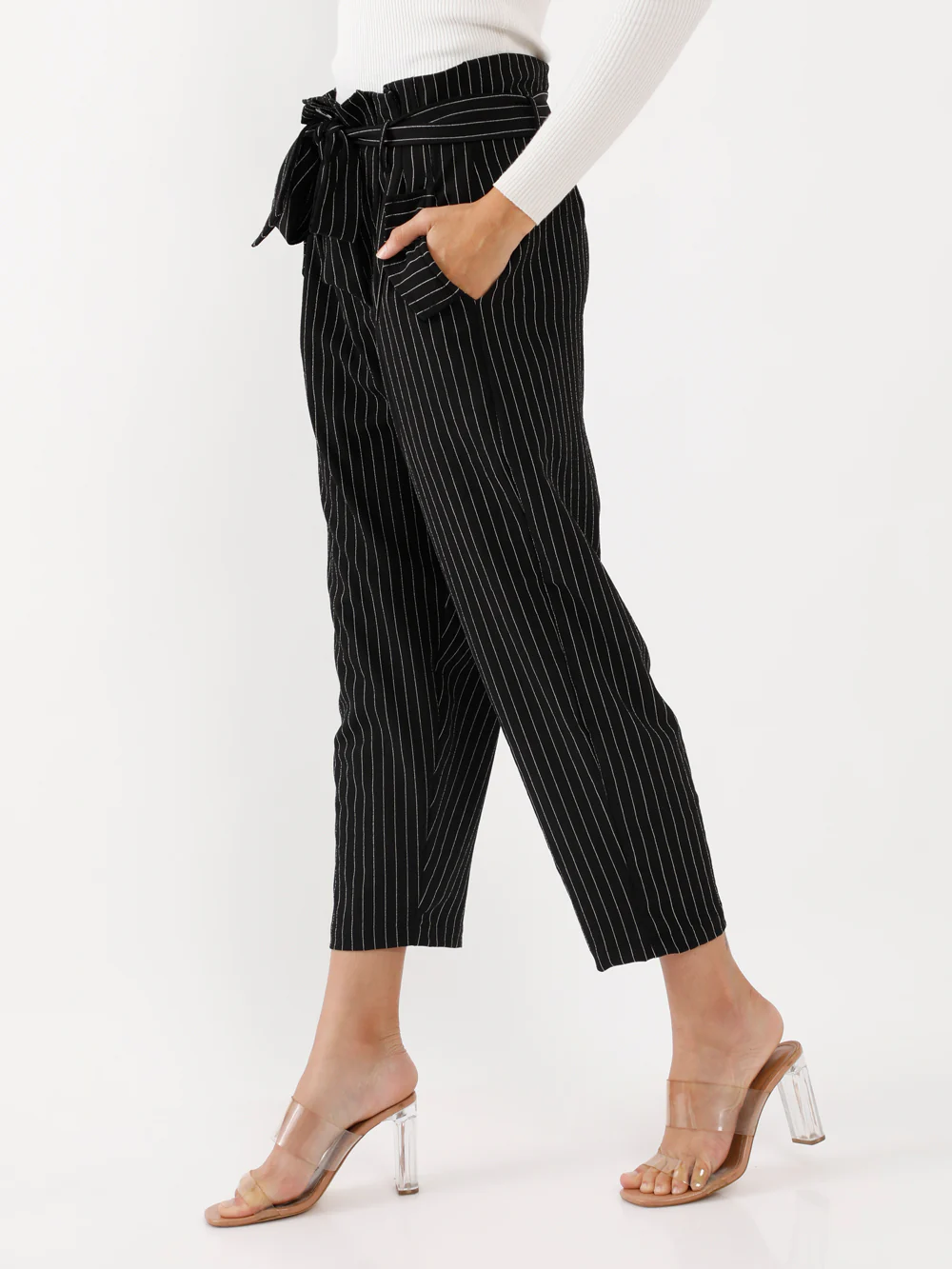 Black Printed Pleated Trouser - Image 3