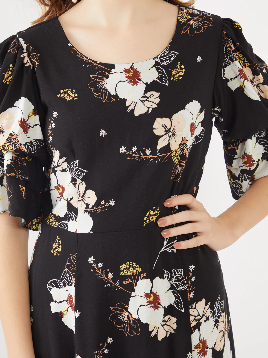 Black Printed Puff Sleeve Maxi - Image 5