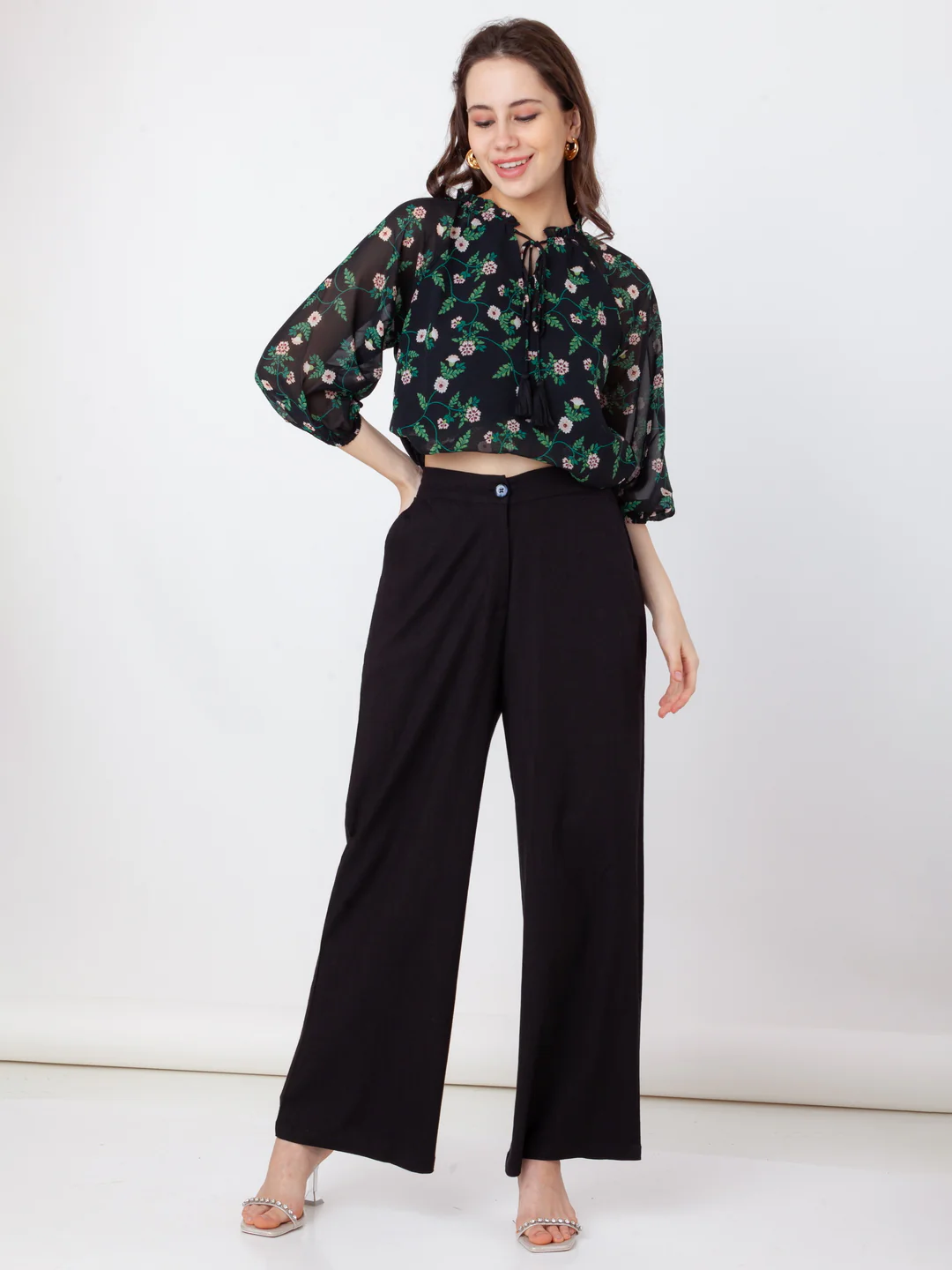 Black Printed Regular Top - Image 5