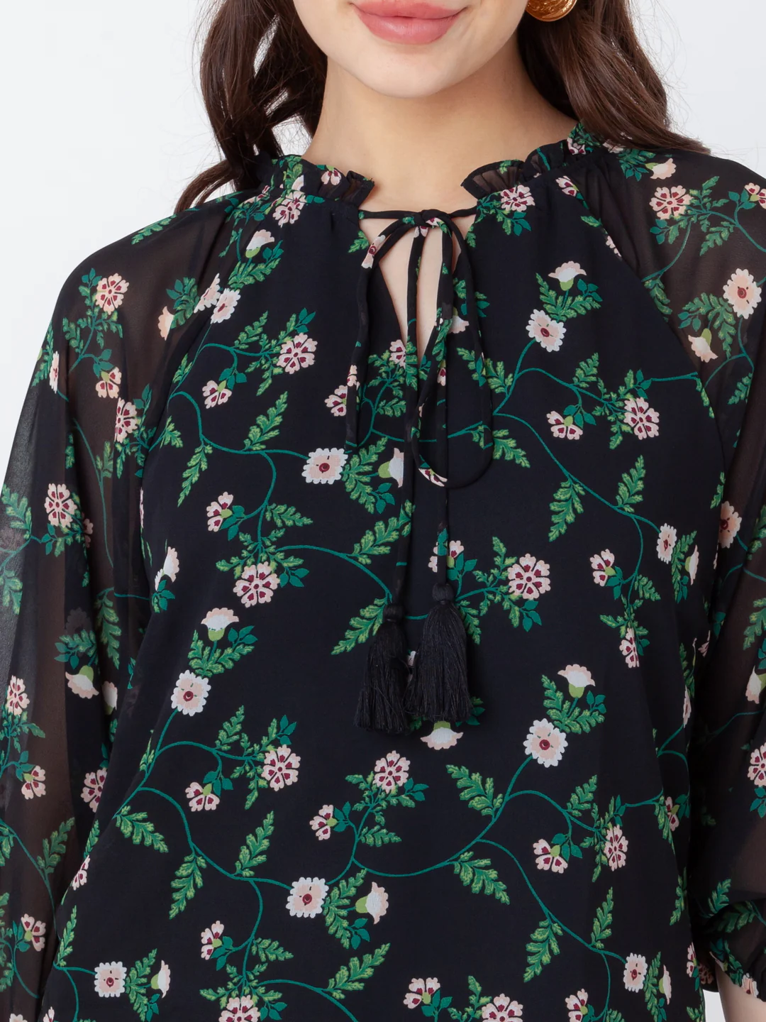 Black Printed Regular Top - Image 6