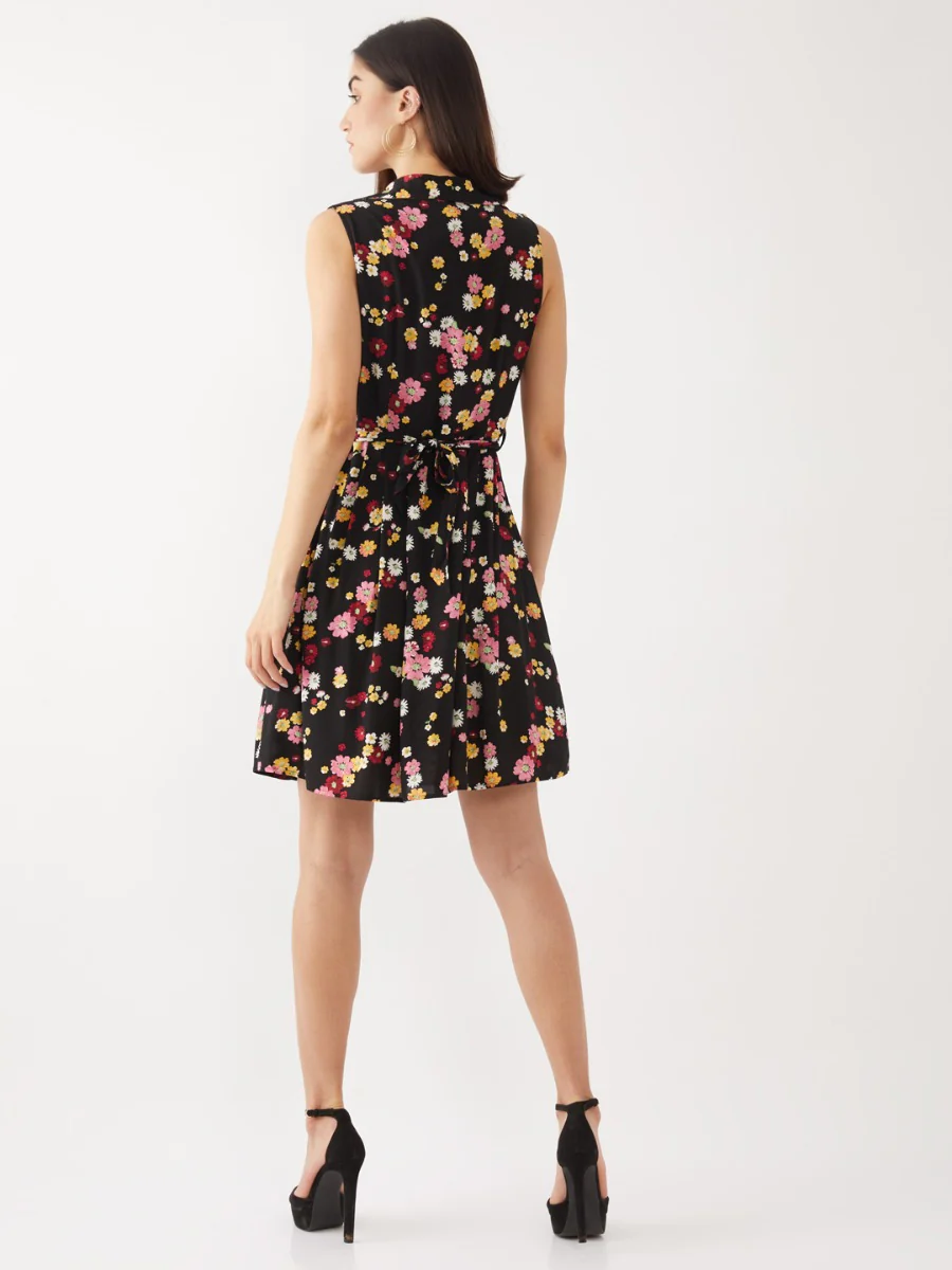 Black Printed Shirt Dress - Image 5