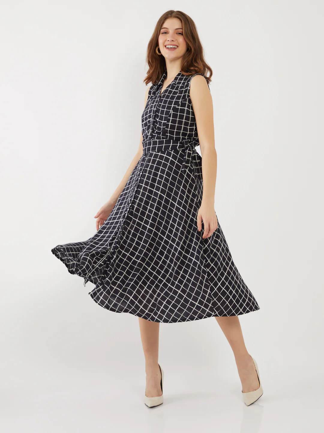Black Printed Shirt Dress Midi Dress - Image 2