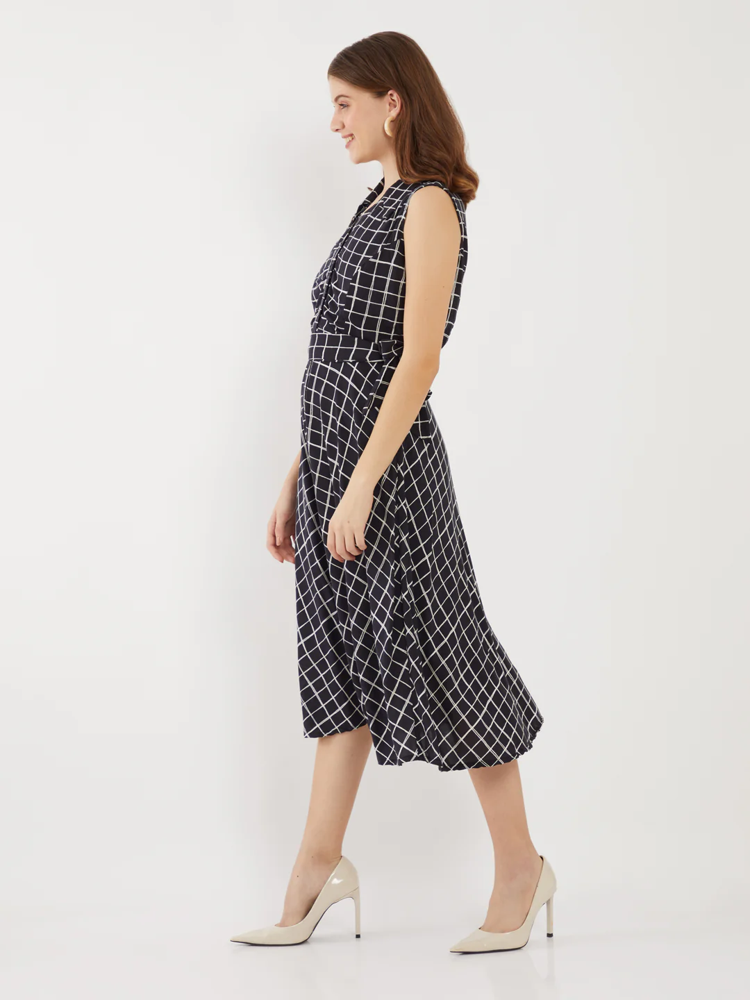 Black Printed Shirt Dress Midi Dress - Image 3
