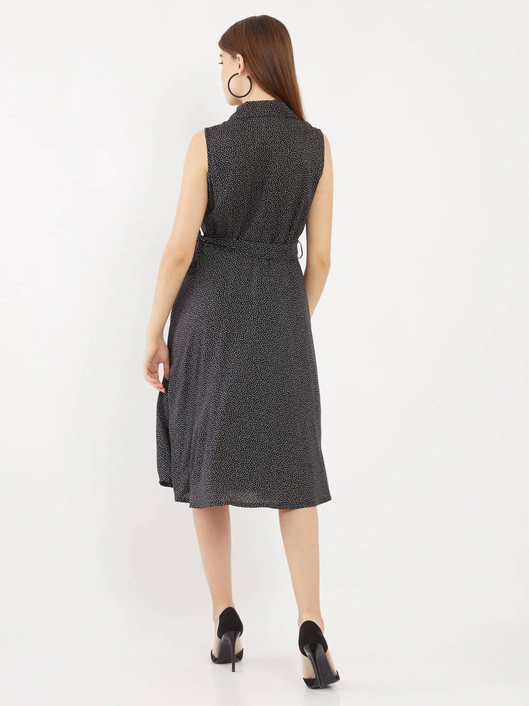 Black Printed Shirt Dress Midi Dress - Image 4