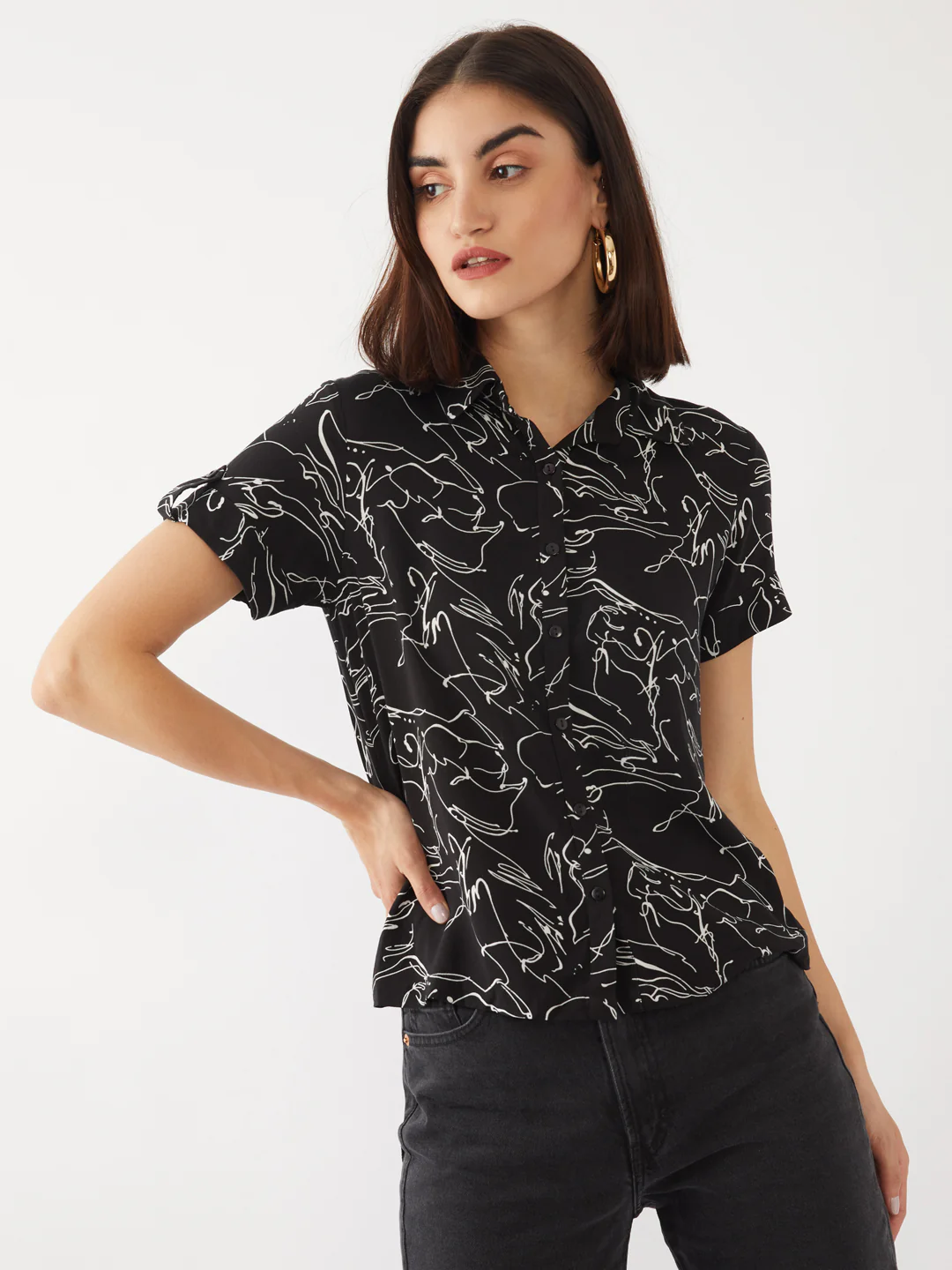 Black Printed Shirt - Image 2