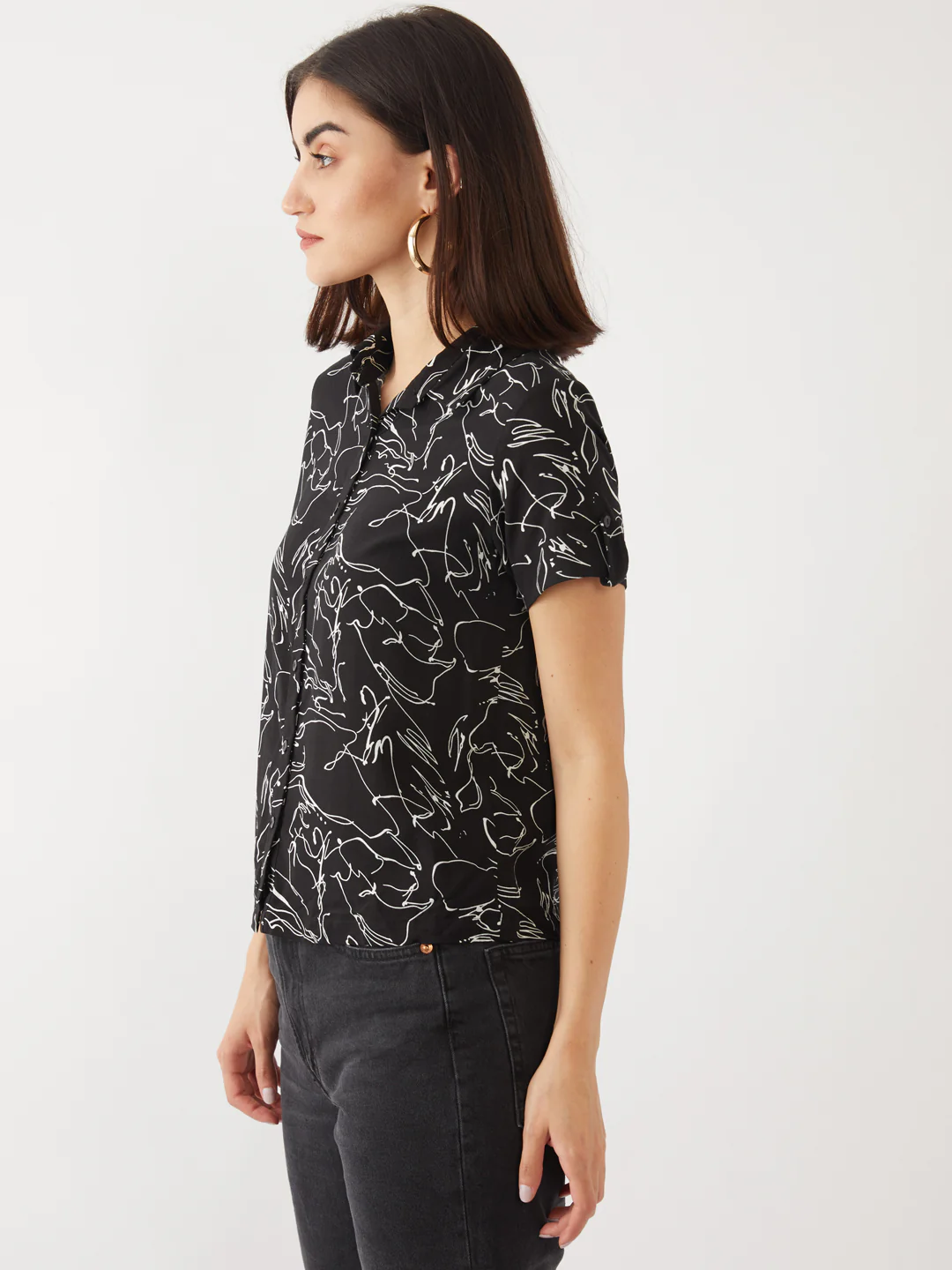 Black Printed Shirt - Image 3