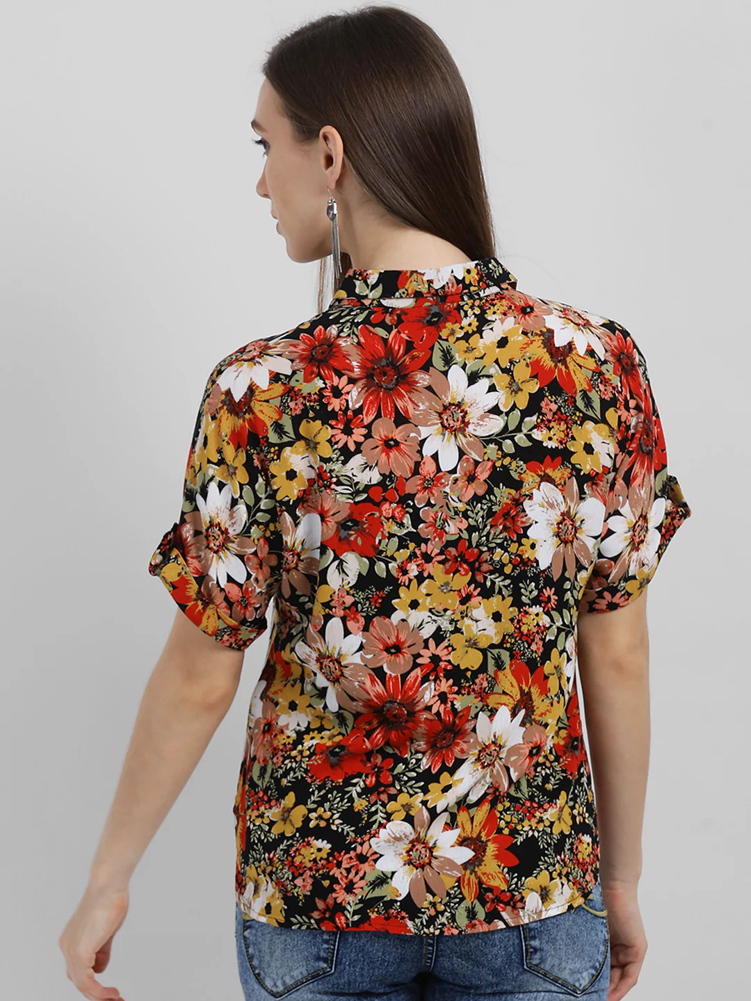 Black Printed Shirt Style Top - Image 4